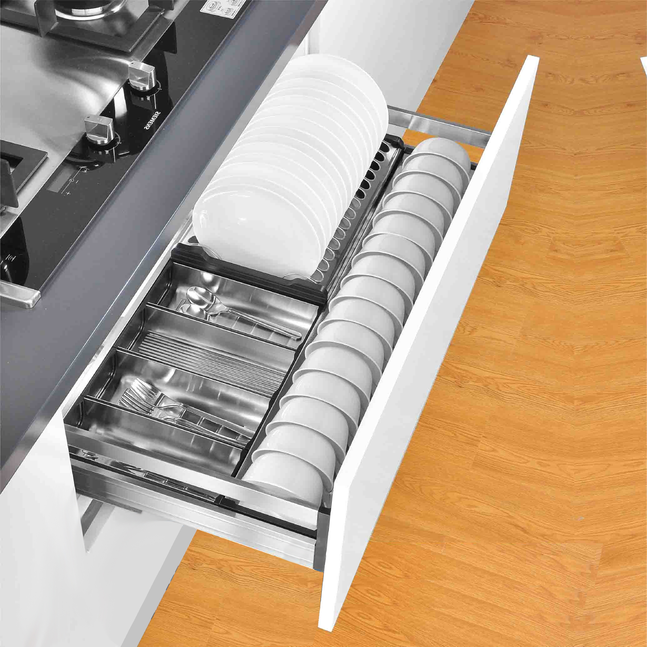 Bộ phụ kiện tủ bếp thông minh giúp căn bếp ngăn nắp và tiện nghi